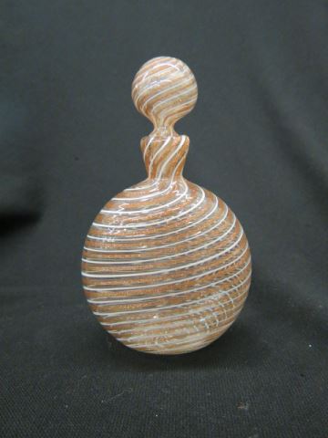 Appraisal: Venetian Art Glass Perfume Bottle copper mica white threading alternating