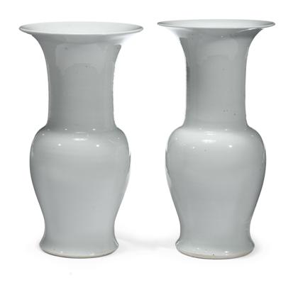 Appraisal: Pair of Chinese white monochrome porcelain vasesYen Yen form flared