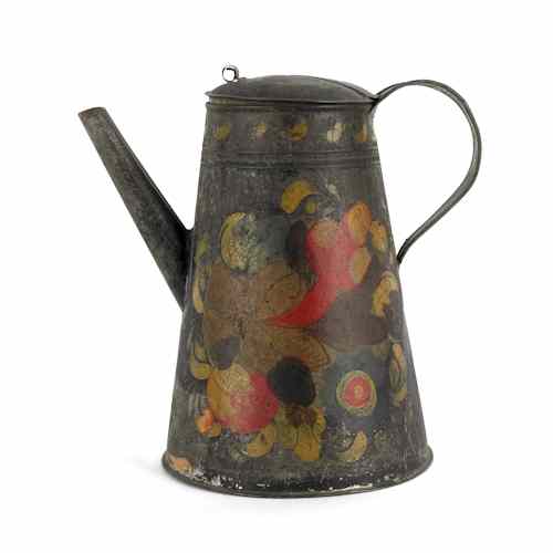 Appraisal: Pennsylvania painted toleware coffee pot th c h