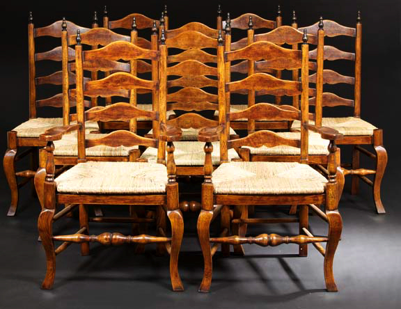 Appraisal: Suite of Ten Country English Beechwood Dining Chairs consisting of