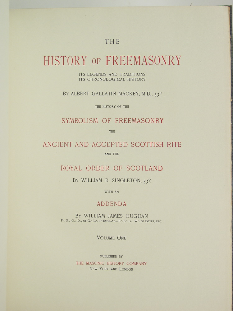 Appraisal: MASONIC HISTORY - vol set 'The History of Freemasonry It's