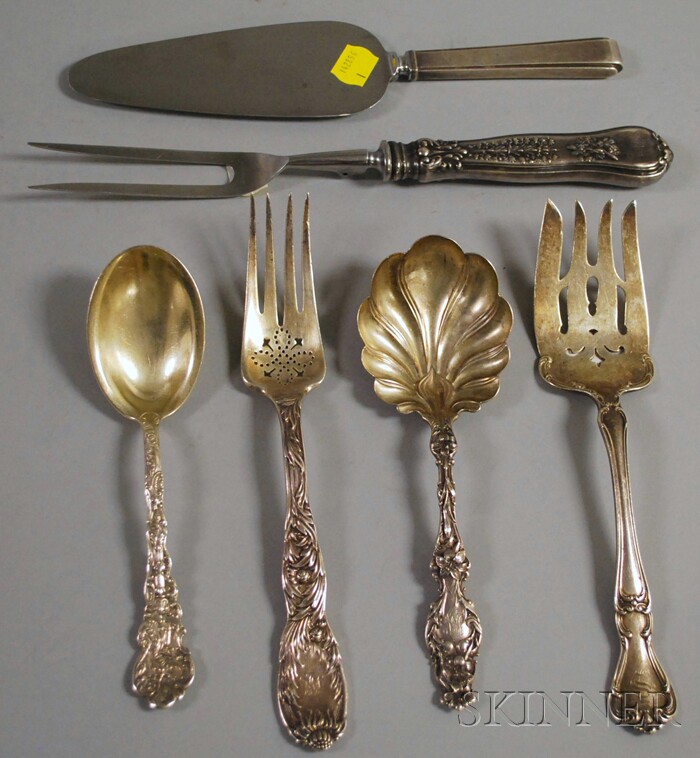 Appraisal: Six Sterling Silver Serving Pieces a Tiffany Co serving fork