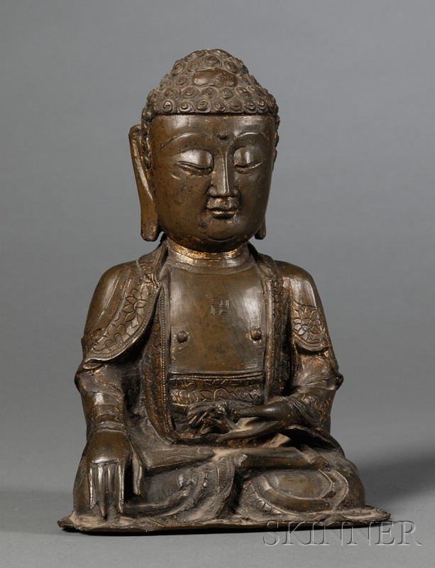 Appraisal: Bronze Buddha China Ming period - seated figure of Amida