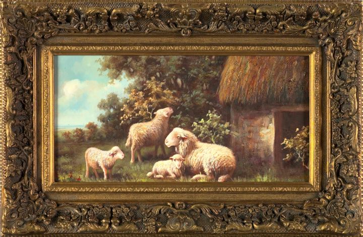 Appraisal: British School st Century Sheep Resting oil on canvas x