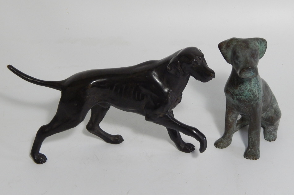 Appraisal: A bronze patinated model of a pointer cm long and