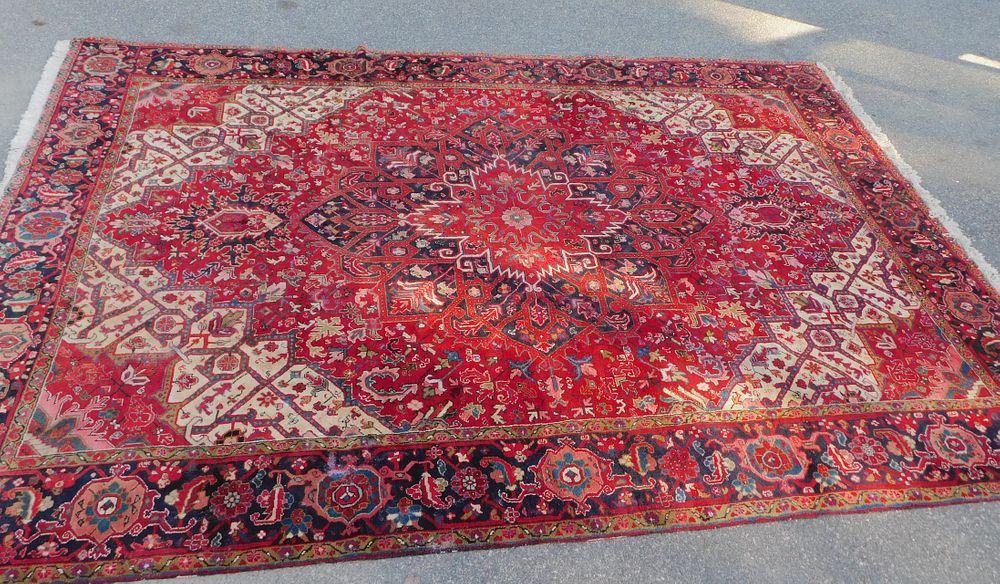 Appraisal: ANTIQUE ROOM SIZE HERIZ Semi-antique room size Heriz carpet x