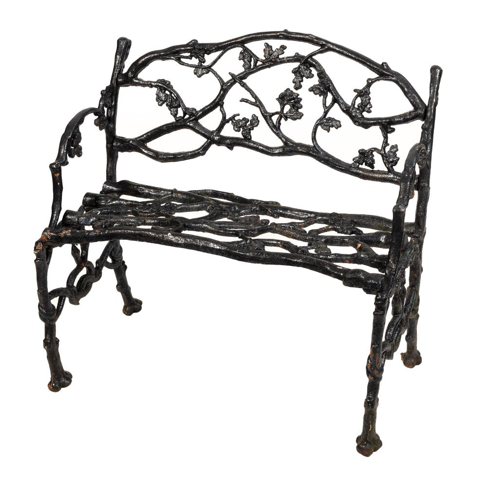 Appraisal: CAST IRON GARDEN BENCH EARLY TH CENTURY BACK HEIGHT SEAT