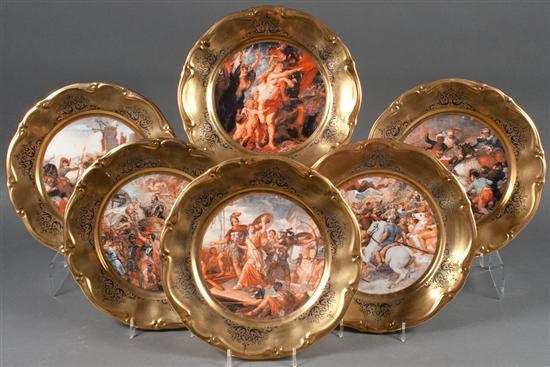 Appraisal: Set of six Hutschenreuther porcelain scenic transfer decorated cabinet plates