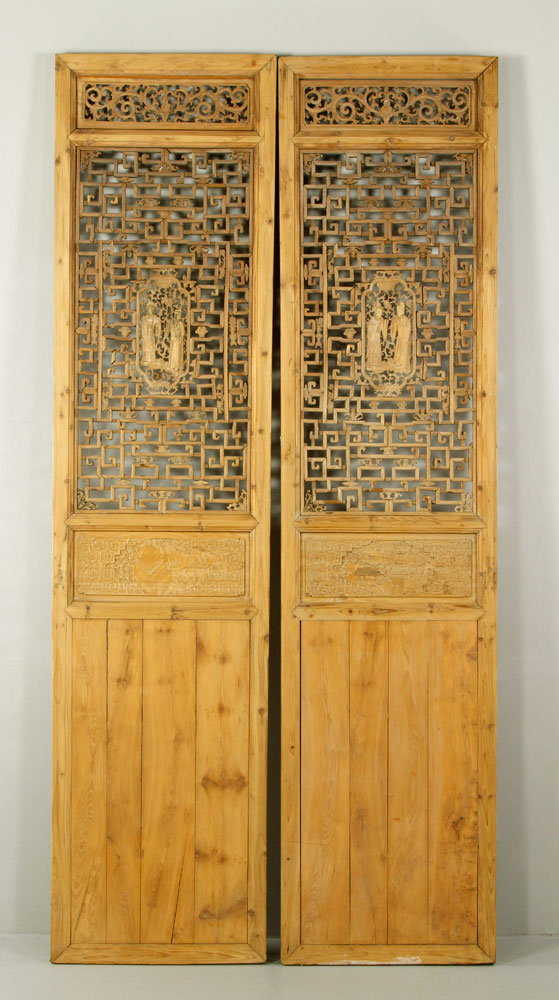 Appraisal: - Pair Chinese Carved Panel Doors Pair of carved panel