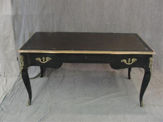 Appraisal: Louis XV Style Black Lacquer Leathertop Desk with Gilt Metal