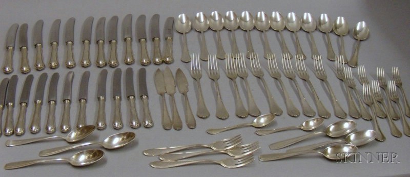 Appraisal: Group of Silver and Silver Plated Flatware set of knives