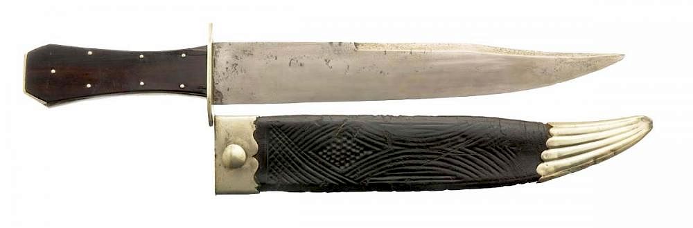 Appraisal: Coffin-Hilted Bowie Knife Signed by W S Butcher Sheffield Marked