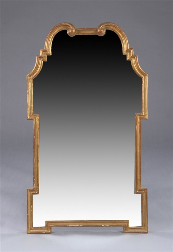 Appraisal: ITALIAN ROCOCO STYLE GILTWOOD HANGING WALL MIRROR th century stamped