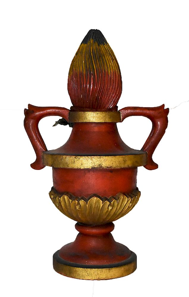 Appraisal: IOOF Ceremonial Paint Decorated Wooden Finial IOOF Ceremonial Paint Decorated