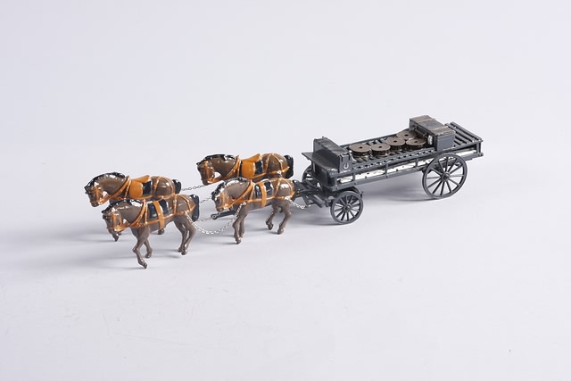 Appraisal: Lot of Steadfast telegraph wagon with metal equipment and horse