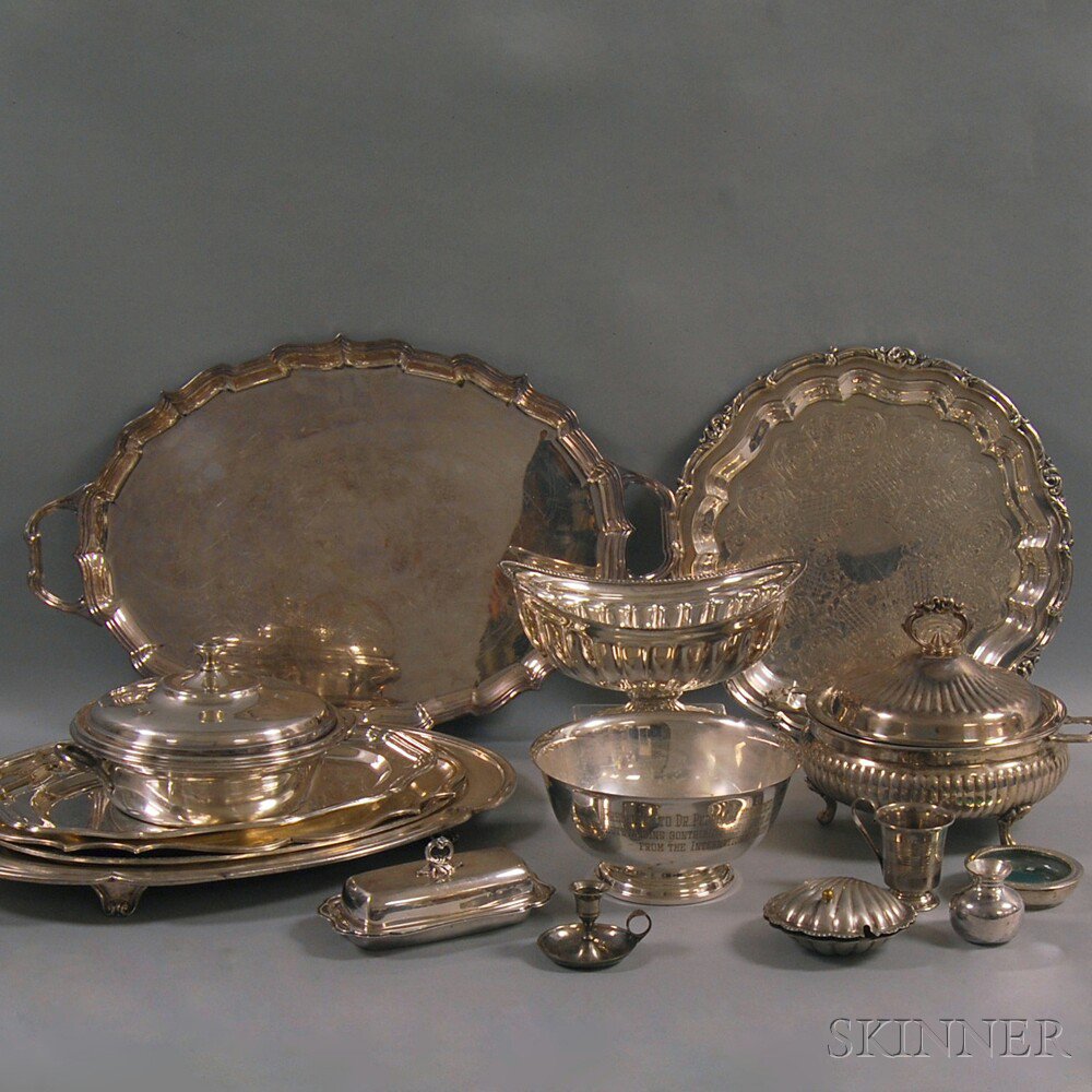 Appraisal: Large Collection of Silver-plated Tableware including bowls trays a well-and-tree