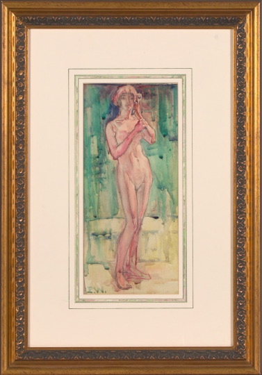 Appraisal: Ellsworth Woodward American New Orleans - Standing Female Nude watercolor