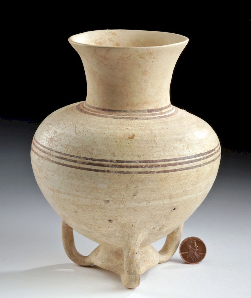 Appraisal: Rare Canaanite Chocolate-on-White Footed Vessel Ancient Near East Canaanite Middle