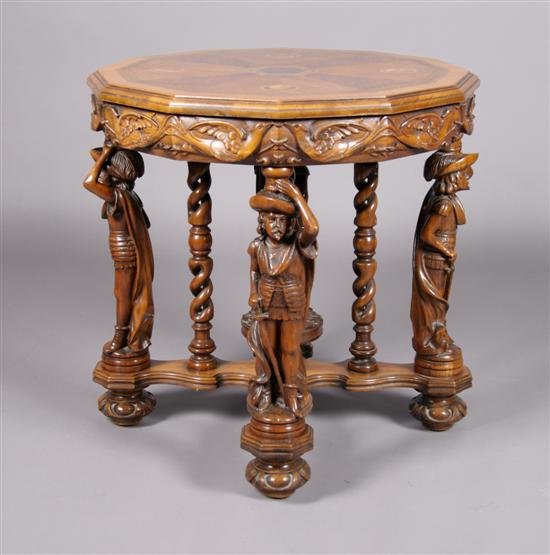 Appraisal: A Renaissance Revival Style Table Height x diameter inches