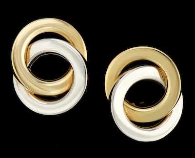 Appraisal: A Pair of Two Tone Itallian Gold Earrings k yellow