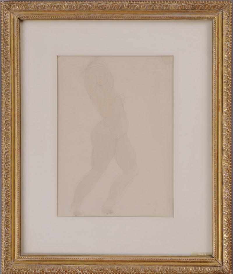 Appraisal: FRENCH SCHOOL UNTITLED FIGURAL STUDY OF STANDING FEMALE NUDE Pen