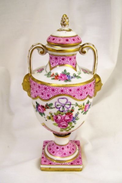 Appraisal: Lidded Porcelain Urn Two part porcelain urn with floral decoration