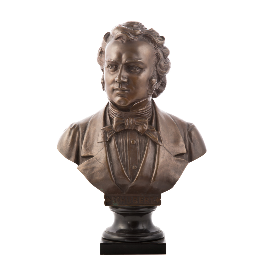 Appraisal: Continental bronze bust of Franz Schubert bust of great composer