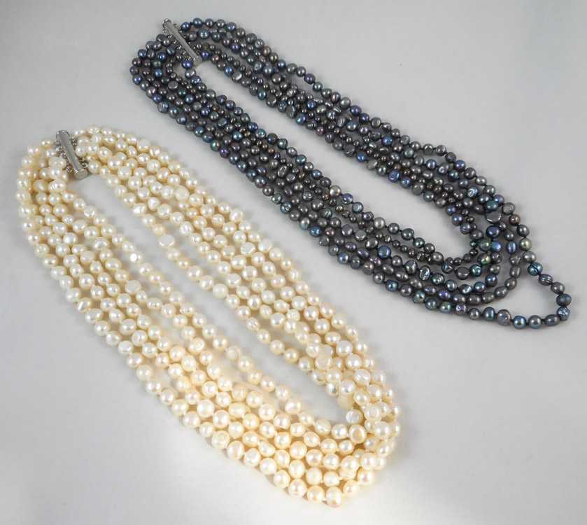 Appraisal: TWO MULTI STRAND PEARL NECKLACES including a - inch necklace