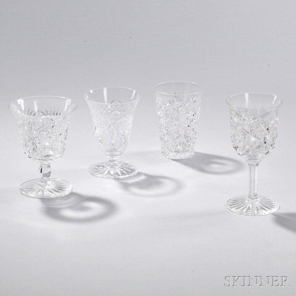 Appraisal: Twenty-Nine Pieces of Brilliant-cut Glass Stemware late th early th