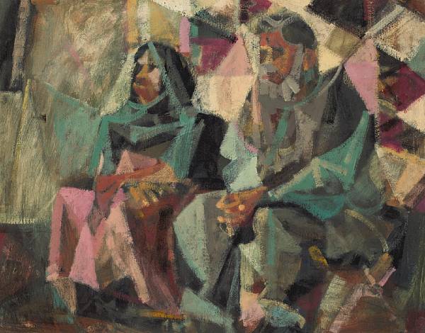 Appraisal: Romeo V Tabuena Filipino born Seated couple oil on paperboard