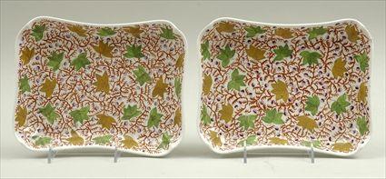 Appraisal: Two English Polychrome Decorated Porcelain Dishes x in