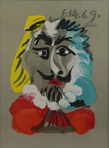 Appraisal: PICASSO Pablo After Color Lithograph from Portraits Imaginaires Signed and