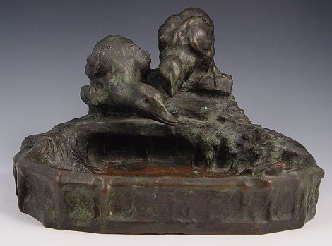 Appraisal: DUCK CHICK BRONZE BIRD BATH Signed A Baratin Susse Freres