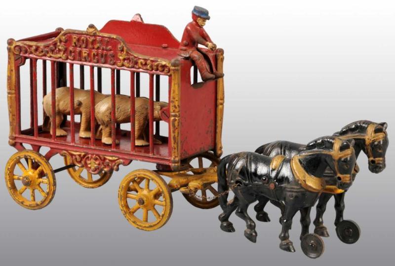 Appraisal: Cast Iron Hubley -Horse Royal Circus Cage Wagon Description Includes