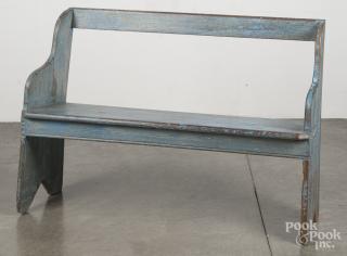 Appraisal: Painted pine bench in blue paint th c '' h