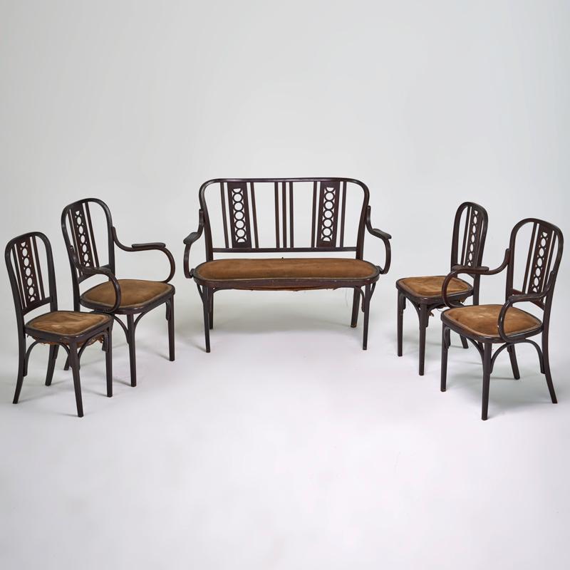 Appraisal: AUSTRIAN Parlor set settee and four chairs two arm- and