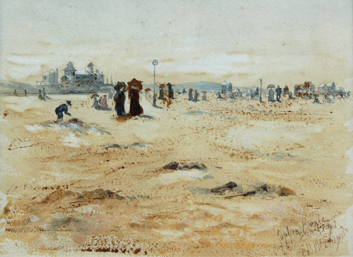 Appraisal: ILLEGIBLY SIGNED TH CENTURY ENGLISH BEACH PAINTING Sight size ''