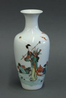 Appraisal: Chinese Porcelain Vase Beauties Chinese enameled porcelain vase the tapering