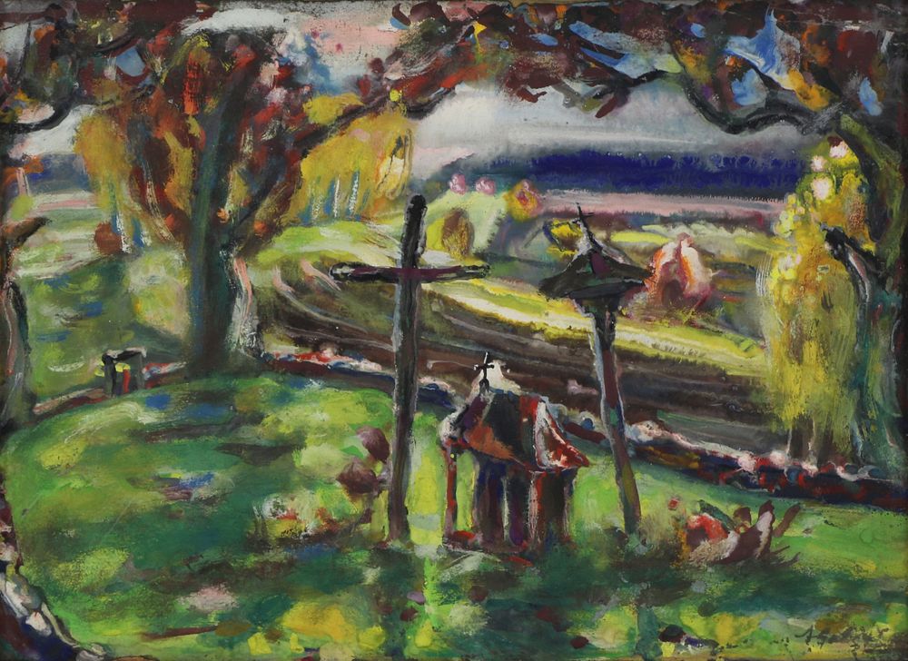 Appraisal: ADOMAS GALDIKAS LITHUANIAN - Gouache Landscape Signed lower right Signed