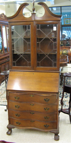 Appraisal: CHIPPENDALE STYLE MAHOGANY SECRETARY BOOKCASE American mid th century The