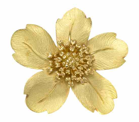 Appraisal: An Karat Yellow Gold Flower Brooch Tiffany Co in a