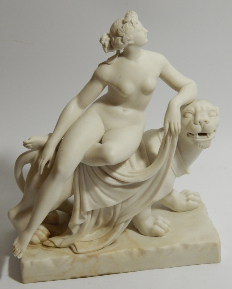 Appraisal: A thC Parian figure group of Ariadne and the panther