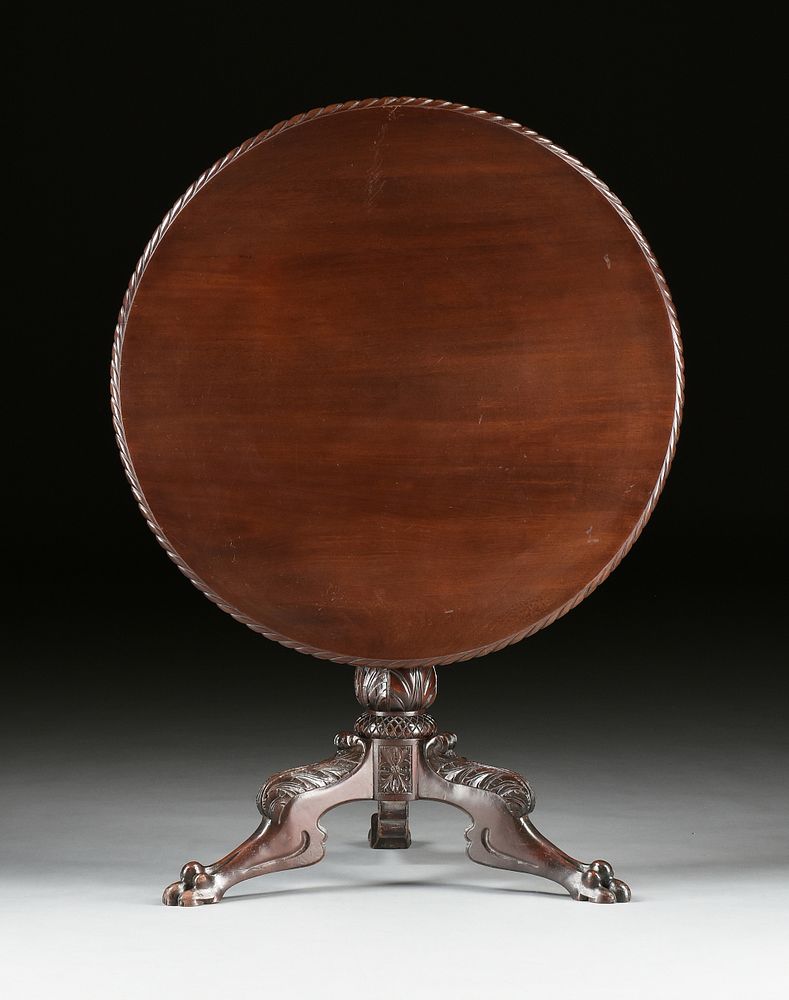 Appraisal: AN AMERICAN CLASSICAL PERIOD MAHOGANY TILT-TOP BREAKFAST TABLE s AN