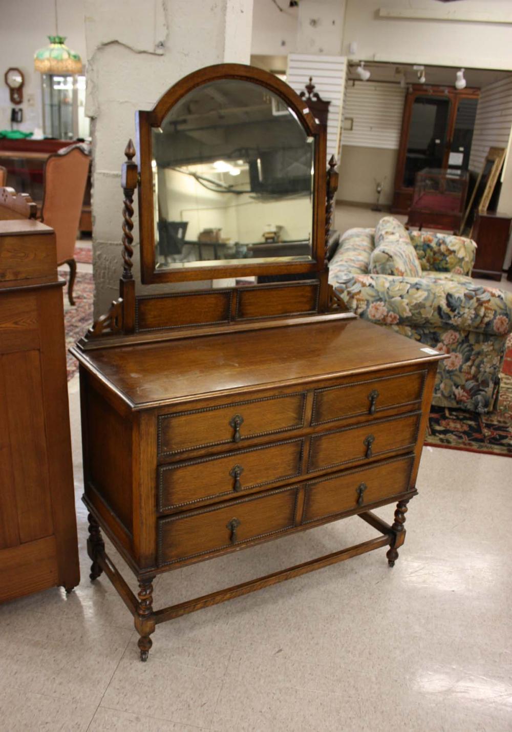 Appraisal: OAK DRESSER WITH TILT MIRROR English early th century a