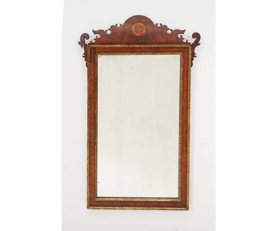 Appraisal: Chippendale style mahogany mirror th c with star inlaid crest