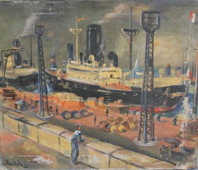 Appraisal: HORDYK Gerard O C of a French Shipyard Signed and