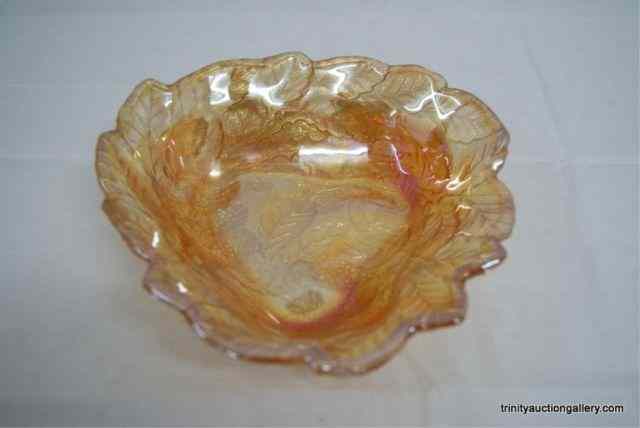 Appraisal: Iridescent Carnival Glass Grape Leaves BowlFrom the estate is a