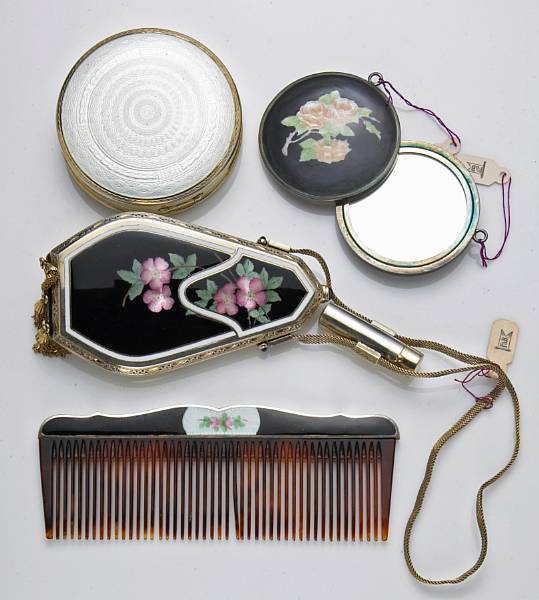 Appraisal: A collection of enamel silver and metal objects and accessories