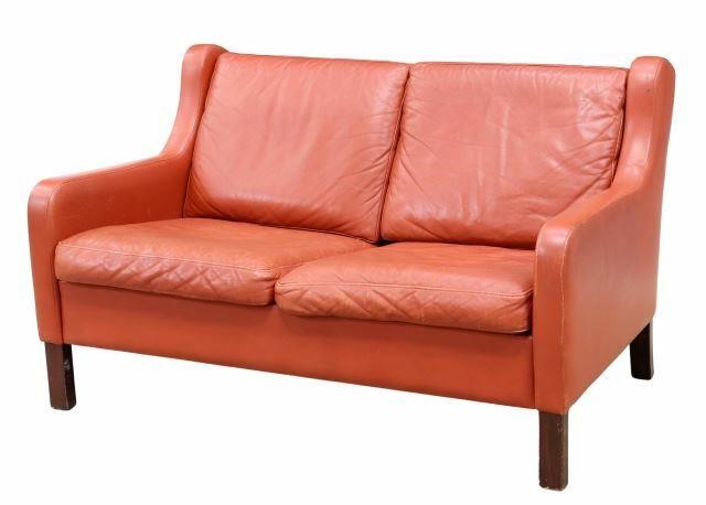 Appraisal: Danish mid-century modern leather two-seat sofa Mogens Hansen c s-