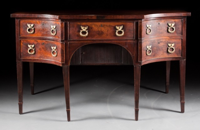 Appraisal: Regency mahogany sideboard early th century flat front with concave